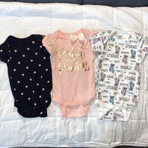 Set of 3: Gerber Onesies (2) 0-3 month (1) 3-6 month